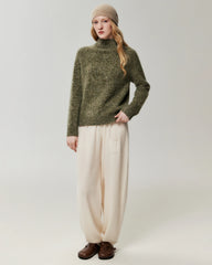 Pure Cashmere Mock Neck Raglan Sleeve Sweater