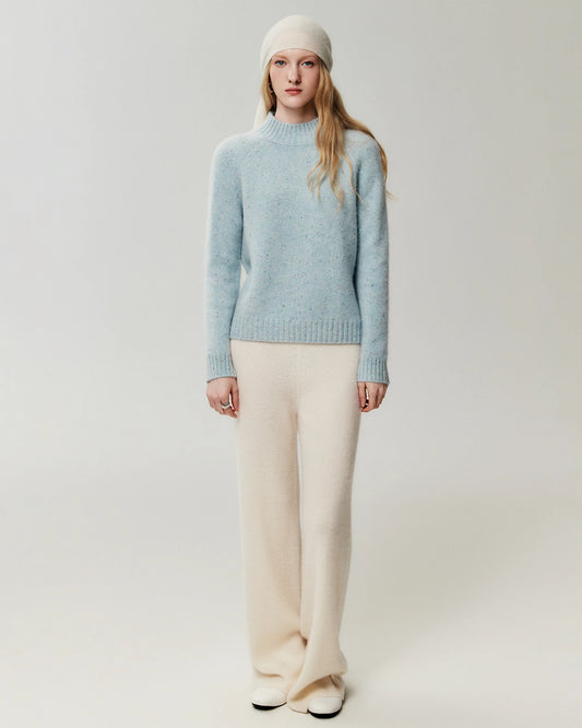 Pure Cashmere Mock Neck Raglan Sleeve Sweater
