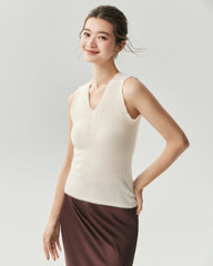Pure Cashmere Scalloped V-Neck Knit Vest