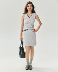 Pure Cashmere Scalloped V-Neck Knit Vest