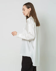 Relax Drop Shoulder Oversize Silk Shirt Ivory