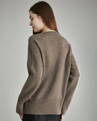 Relaxed V-Neck Cashmere Cardigan, Brown
