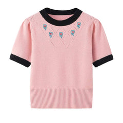 Round Neck Short-Sleeved Cashmere Sweater