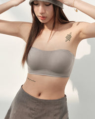 Seamless Non-slip Silk Bandeau Bra, Grey
