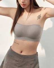 Seamless Non-slip Silk Bandeau Bra, Grey