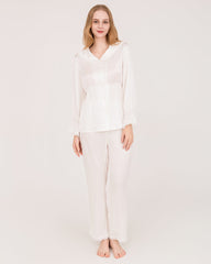22Momme Silk Pajama Set with Lace Ruffled Cuffs