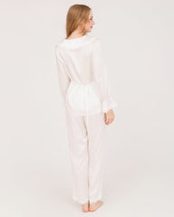 22Momme Silk Pajama Set with Lace Ruffled Cuffs