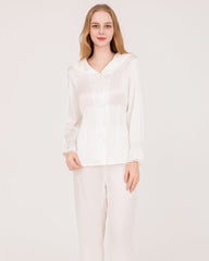22Momme Silk Pajama Set with Lace Ruffled Cuffs