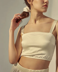 Silk Crop Tank Top, White