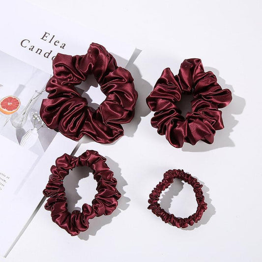 22 Momme Silk Hair Scrunchies 4PCS, Red