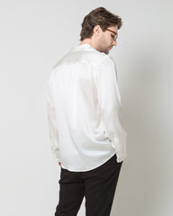 Silk Men's Button Up Overshirt, White