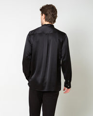 Silk Men's Casual Long Sleeve Shirt, Black