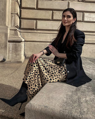 Silk Long Leopard Print Skirt