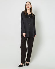 Oversized Button Up Silk Shirt, Black