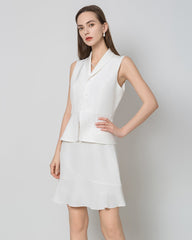 40 Momme V-Neck Silk Vest, White