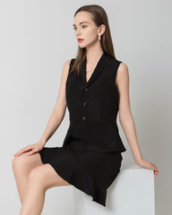 40 Momme V-Neck Silk Vest, Black