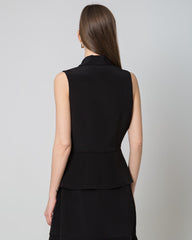 40 Momme V-Neck Silk Vest, Black