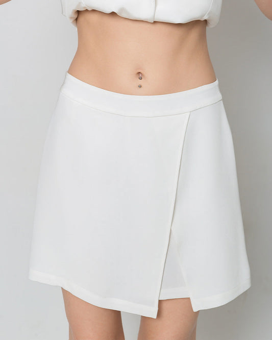 40 Momme Mini Wrap Silk Skirt, White