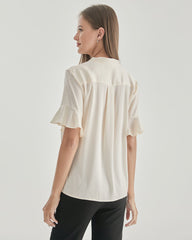 Women Bow-tie Neck Silk Blouse