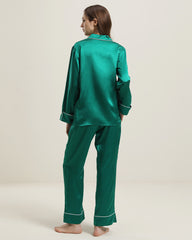 22 Momme Classic Silk Pajamas Set Dark Green