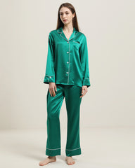 22 Momme Classic Silk Pajamas Set Dark Green