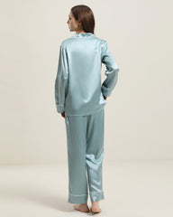 22 Momme Classic Silk Pajamas Set Haze Blue