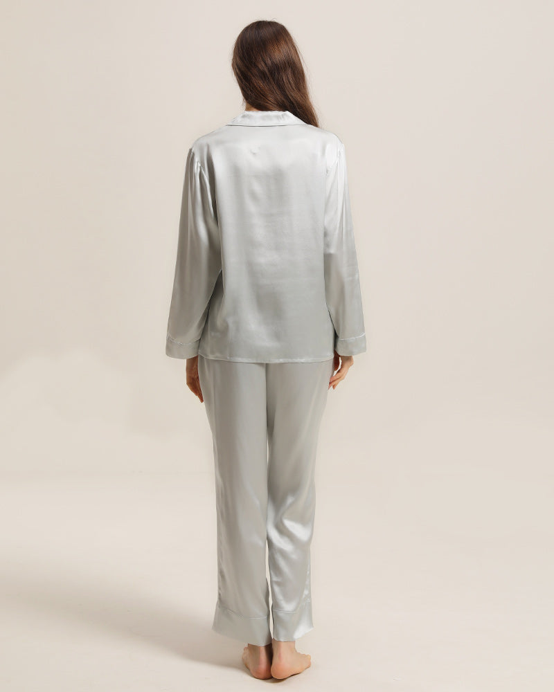 Women's Silk Two Piece Pajamas, Grey
