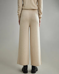 Women's Wide-Leg Cashmere Pants, Beige
