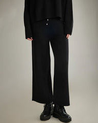 Women's Wide-Leg Cashmere Pants, Black