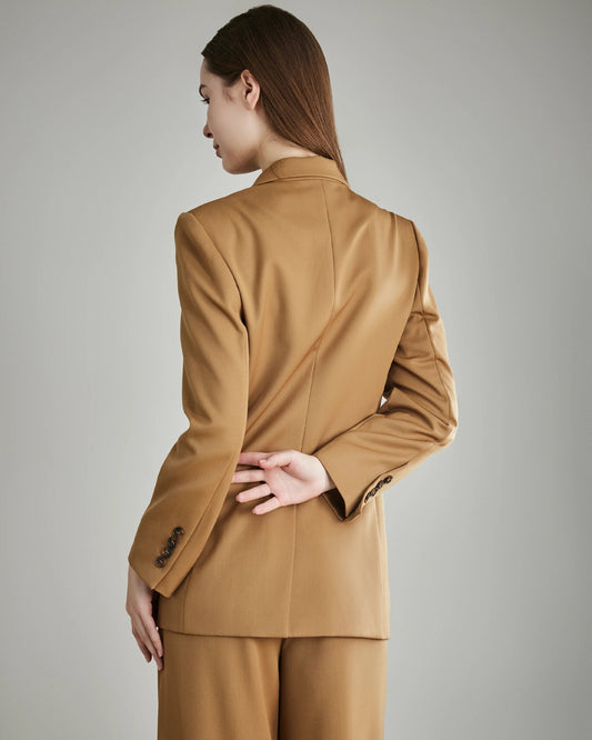 Women's Wool Double-Breasted Blazer, Camel