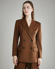 Women's Wool Double-Breasted Blazer, Caramel