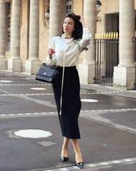 Elegant Draped Collar Silk Blouse