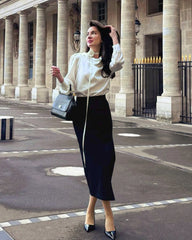 Elegant Draped Collar Silk Blouse