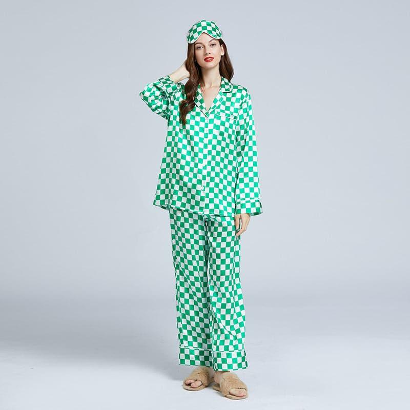 Women Checkerboard Silk Pajama Set – Daisysilk