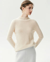100% Pure Cashmere Funnel Neck Knit Top