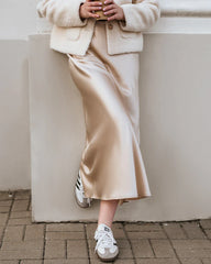 22 Momme Silk Maxi Skirt, Champagne